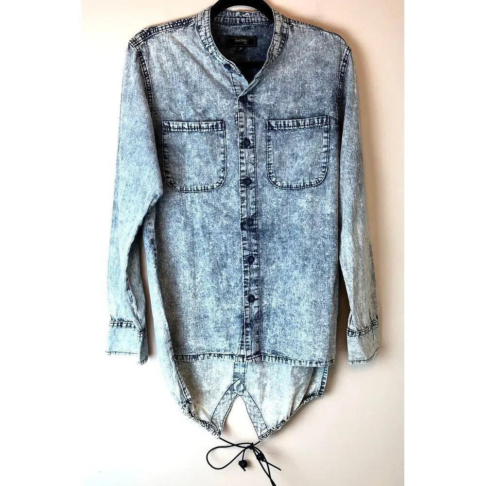Faction | Acid Wash Drawstring Tunic Button Down